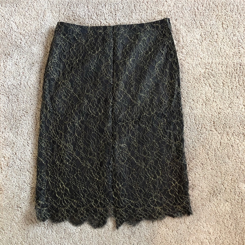 Chocolate and Gold Lace Banana Republic Skirt NWOT